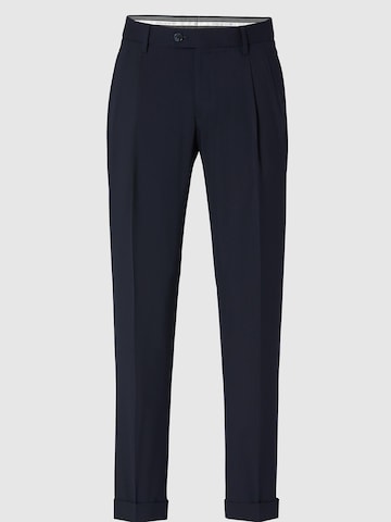 Hiltl Slim fit Pleat-Front Pants 'Tarmac U - Super 120's Two Ply Tropical' in Blue: front