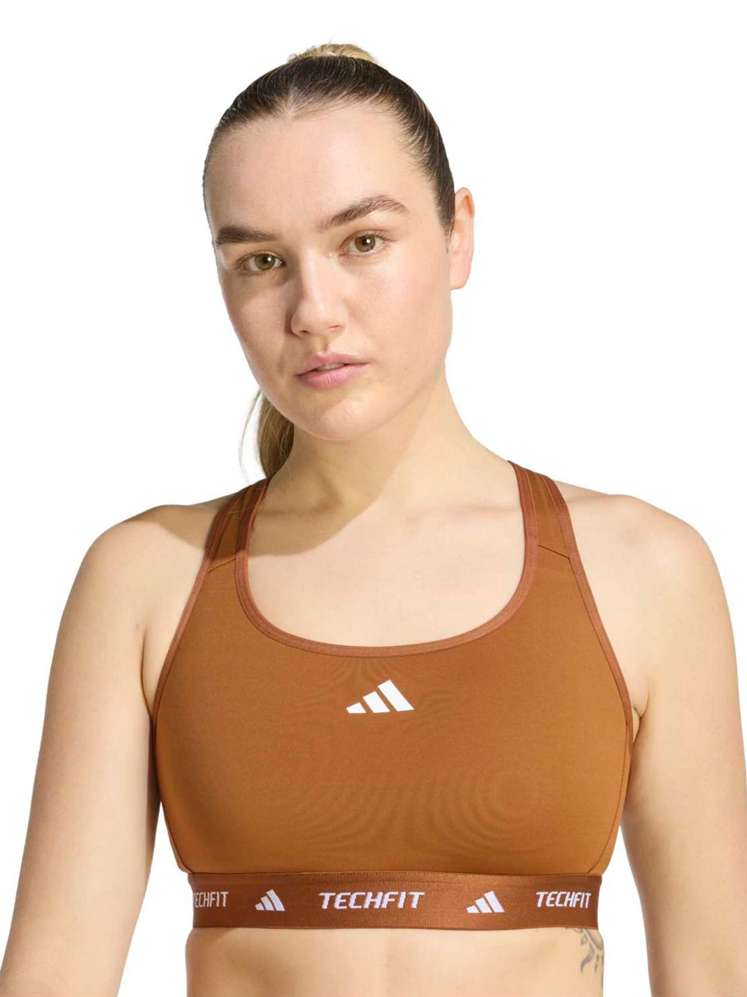 ADIDAS PERFORMANCE Бюстье Спортивный бюстгальтер 'TECHFIT' в Коричневый: спереди