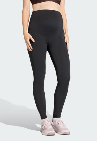 ADIDAS PERFORMANCE Skinny Sportbroek 'Optime Essentials' in Zwart: voorkant