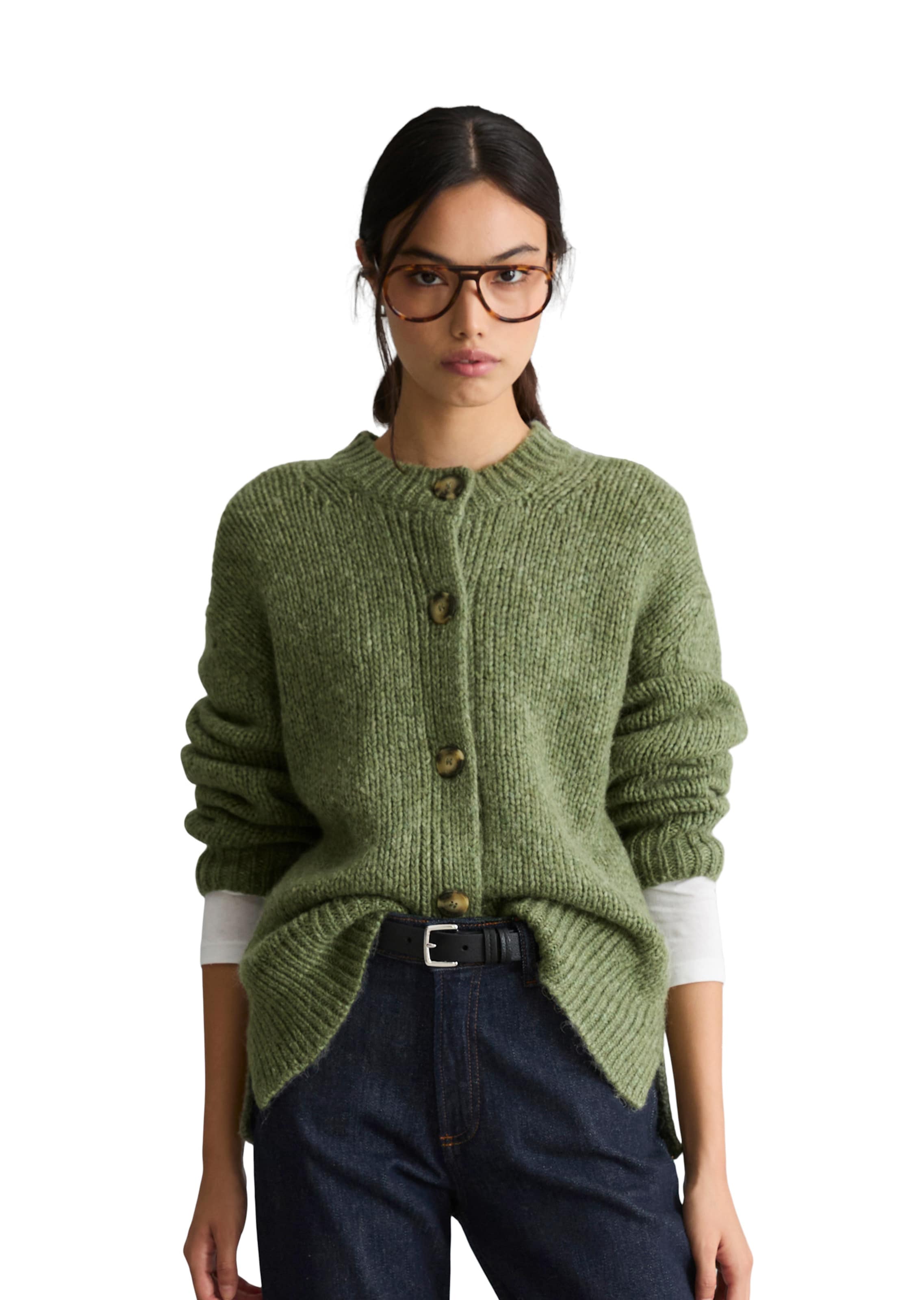 Marc O'Polo DENIM Strickjacke in Grün: Vorderseite