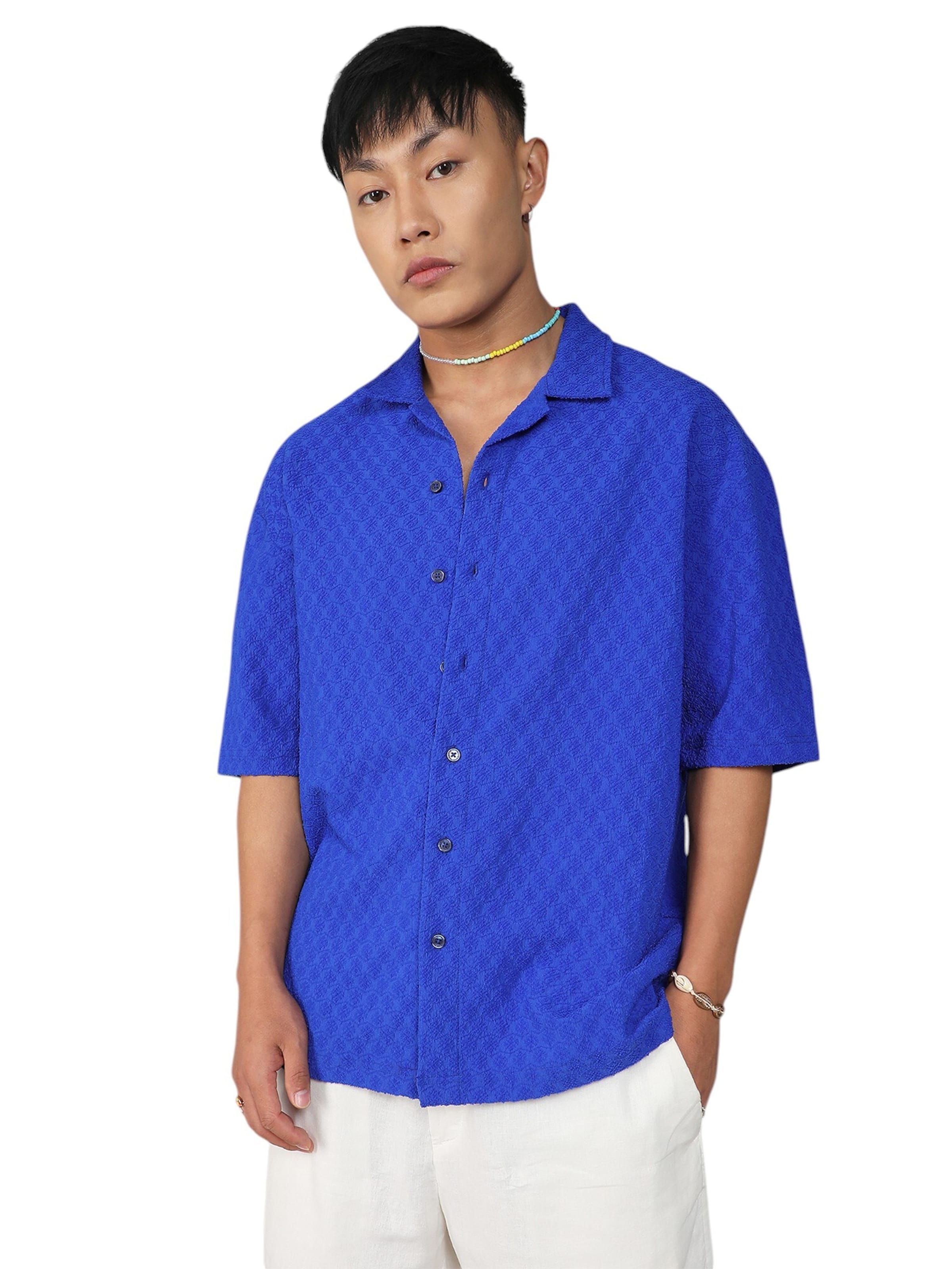 Campus Sutra Pohodlné nošení Košile 'Symphony' – modrá: přední strana