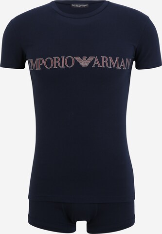 Pijama scurtă de la Emporio Armani pe albastru: față