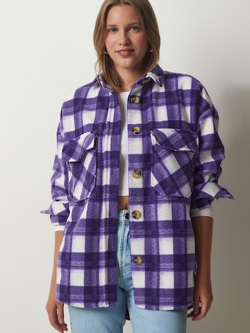 Happiness İstanbul Prechodná bunda - Fialová: predná strana