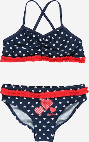 PLAYSHOES Bustier Bikini 'Schwäne' in Blauw: voorkant