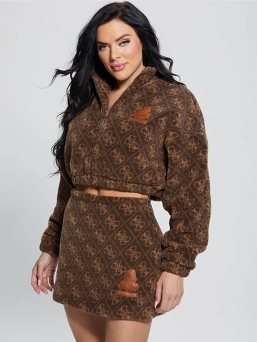 GUESS Fleecejacke in Braun: Vorderseite