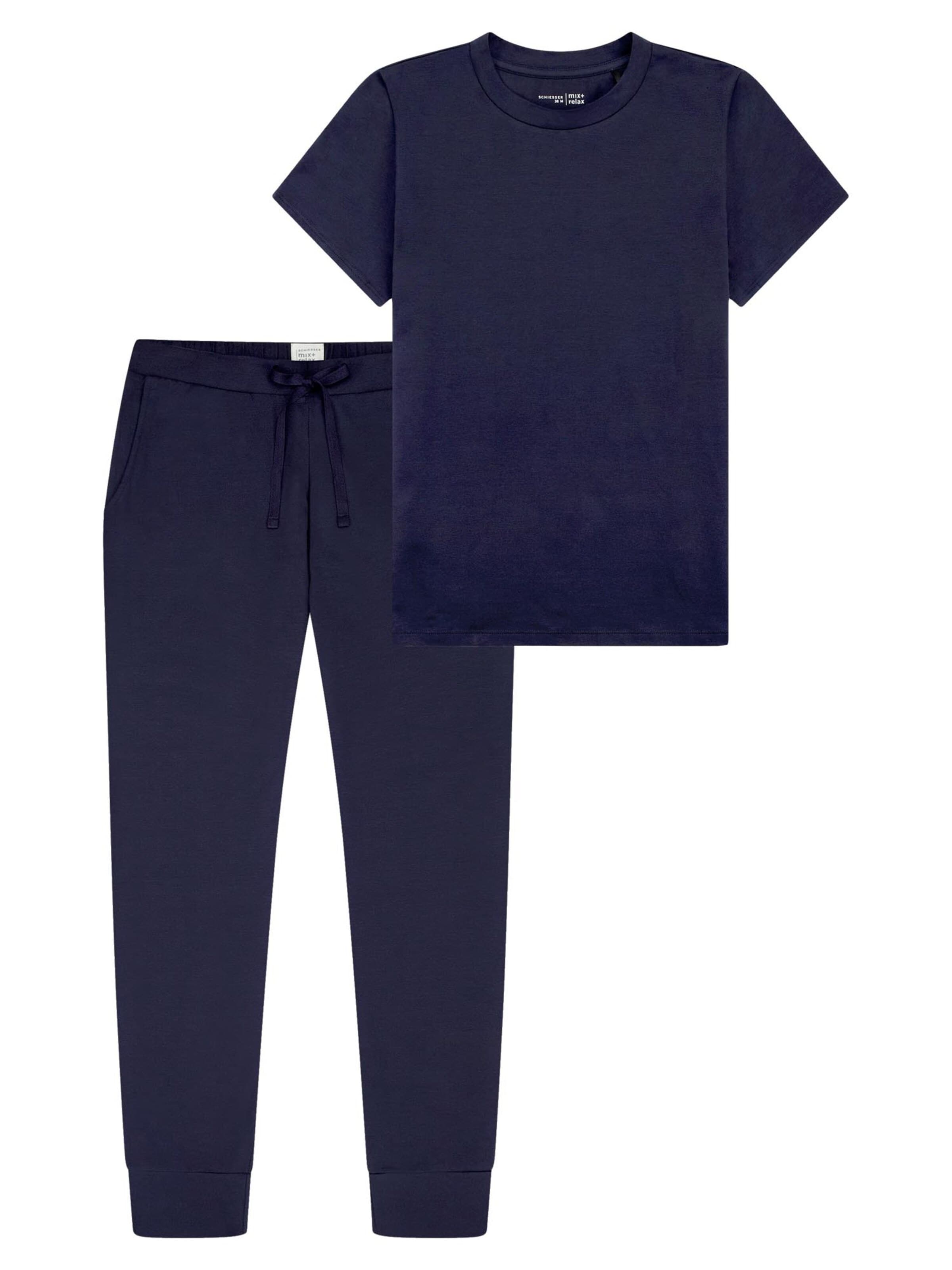 SCHIESSER Pyjama 'Mix & Relax' in Blauw: voorkant