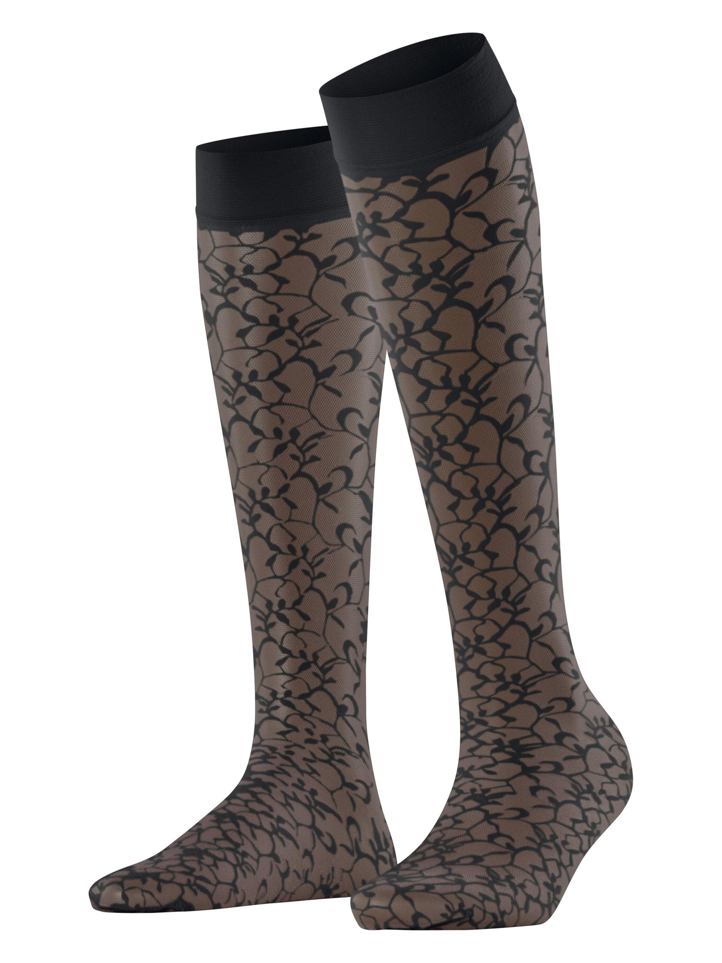 FALKE Over the Knee Socks 'Soft Spell' in Black: front