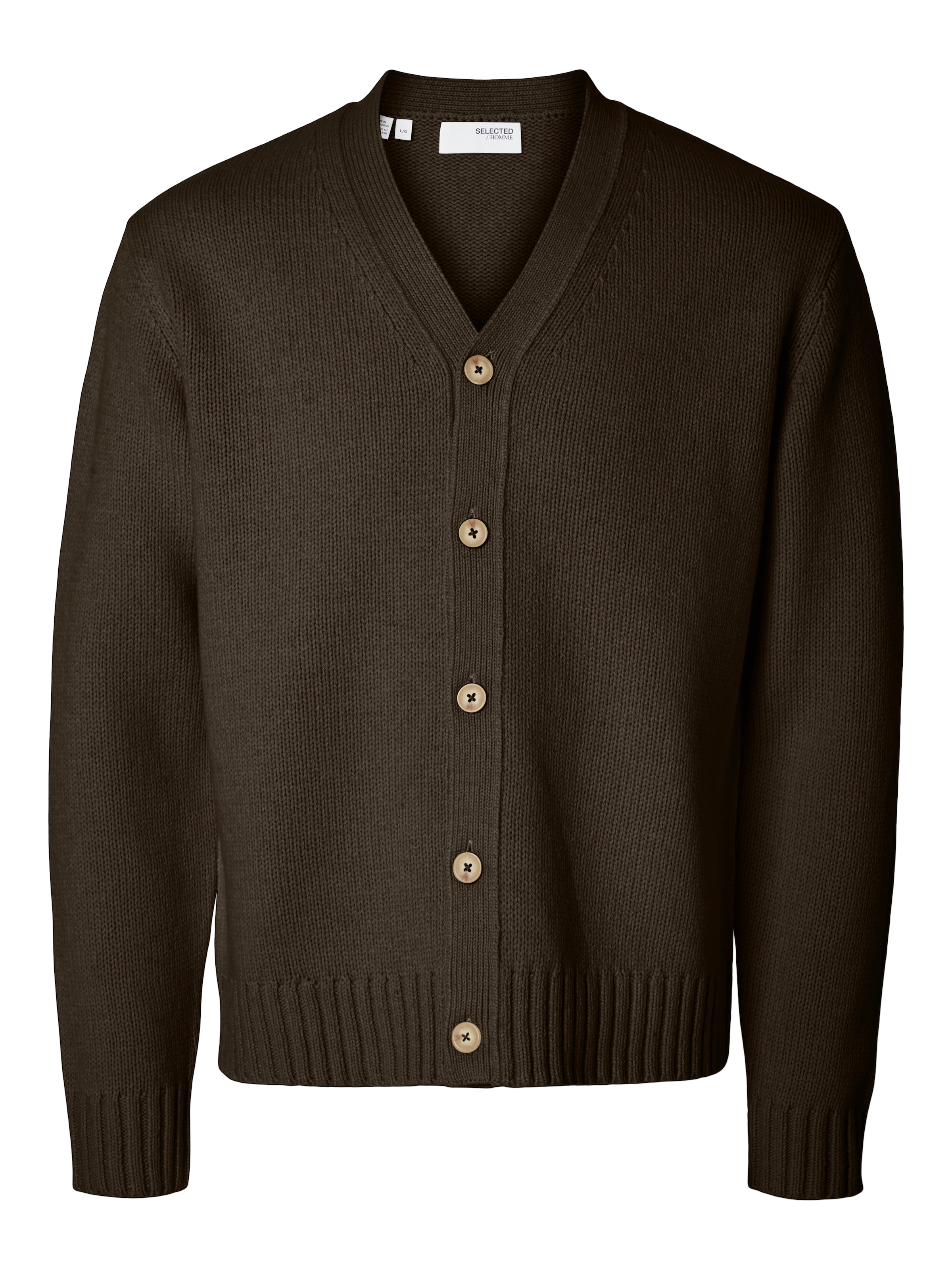 SELECTED Gebreid vest 'SLHCody' in Bruin: voorkant