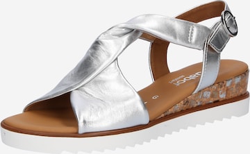 GABOR Páskové sandály – stříbrná: přední strana