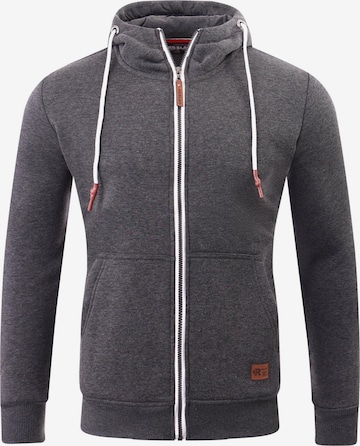 Reslad Zip-Up Hoodie 'Sweatjacke Zipper High' in Grey: front