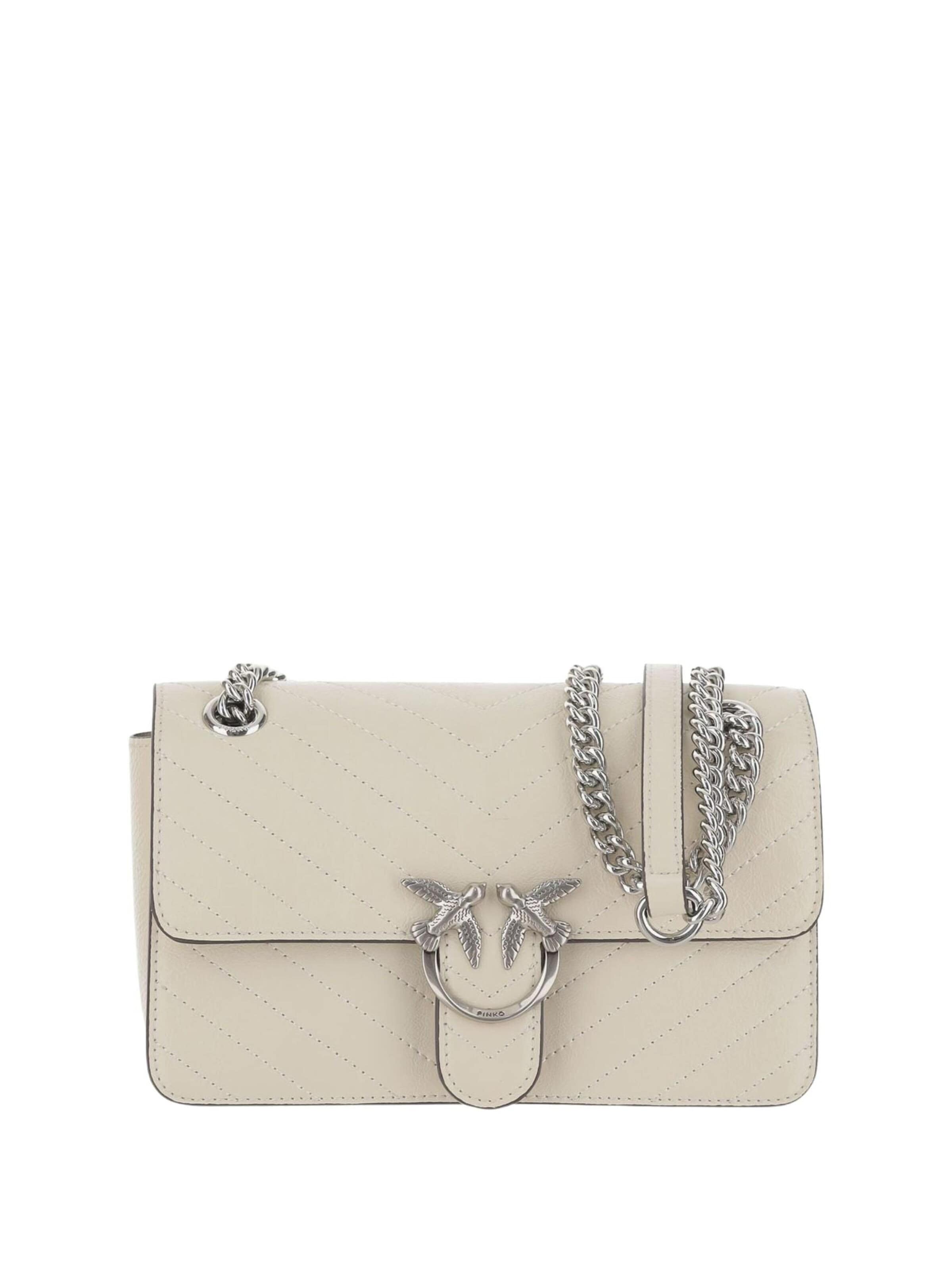 PINKO - Mala de ombro 'Pinko Sac Rabat Love One Light Mini Vitello Wr Blanc' em branco: frente