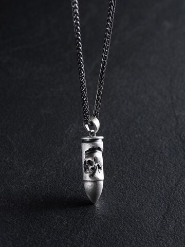 REYTEL Prívesok 'BULLET WITH SKULL' - Strieborná: predná strana