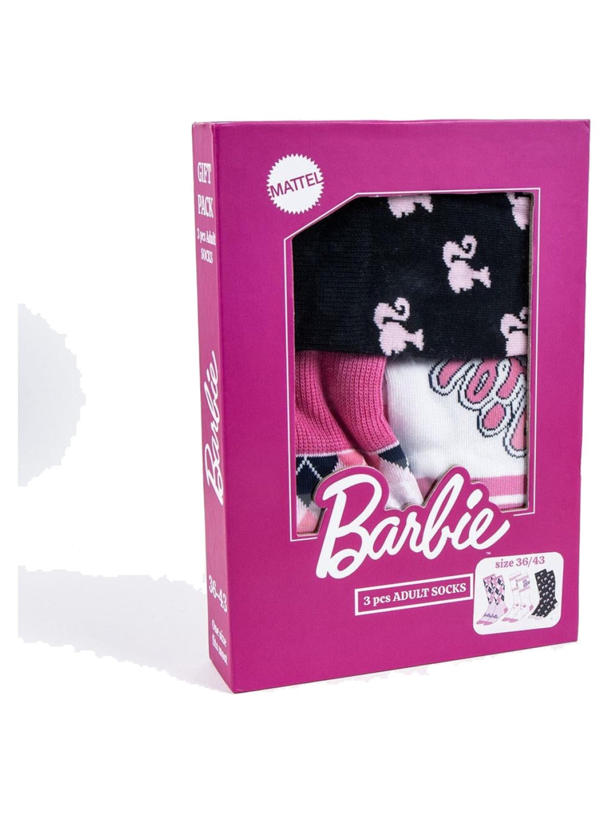 BARBIE Socks 'Barbie Sokken Dames Cadeauverpakking 3 Paar Maat 36/43 One Size' in Pink