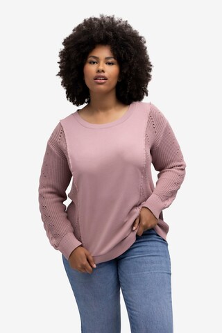 Sweat-shirt Ulla Popken en rose : devant