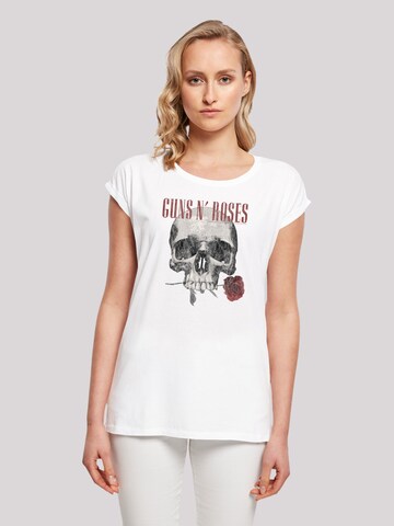 F4NT4STIC T-Shirt 'Guns 'n' Roses Flower Skull Rock Musik Band' in Weiß: predná strana