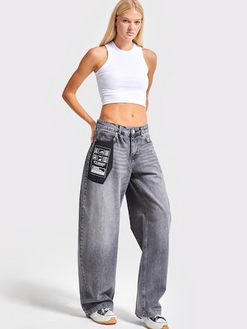 IT'S BASIC Loose fit Jeans 'Straight Mid Rise Jeans' in Grey: front