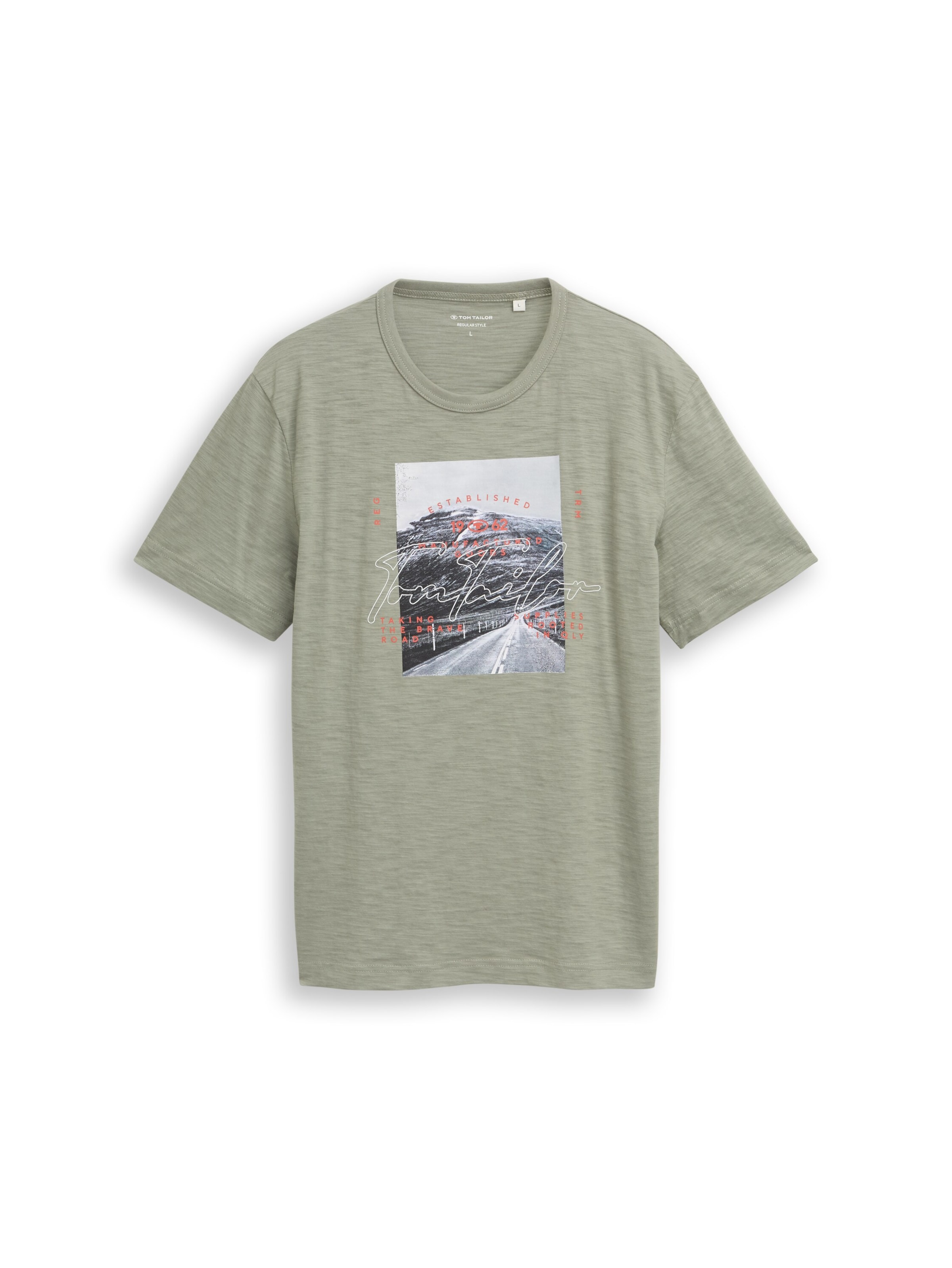 TOM TAILOR T-Shirt en kaki / homard / noir / blanc, Vue avec produit