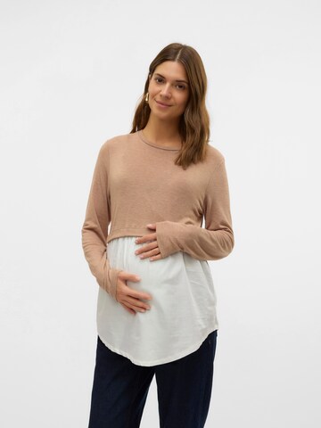 Maglietta 'MLDafni June' di MAMALICIOUS in beige: frontale