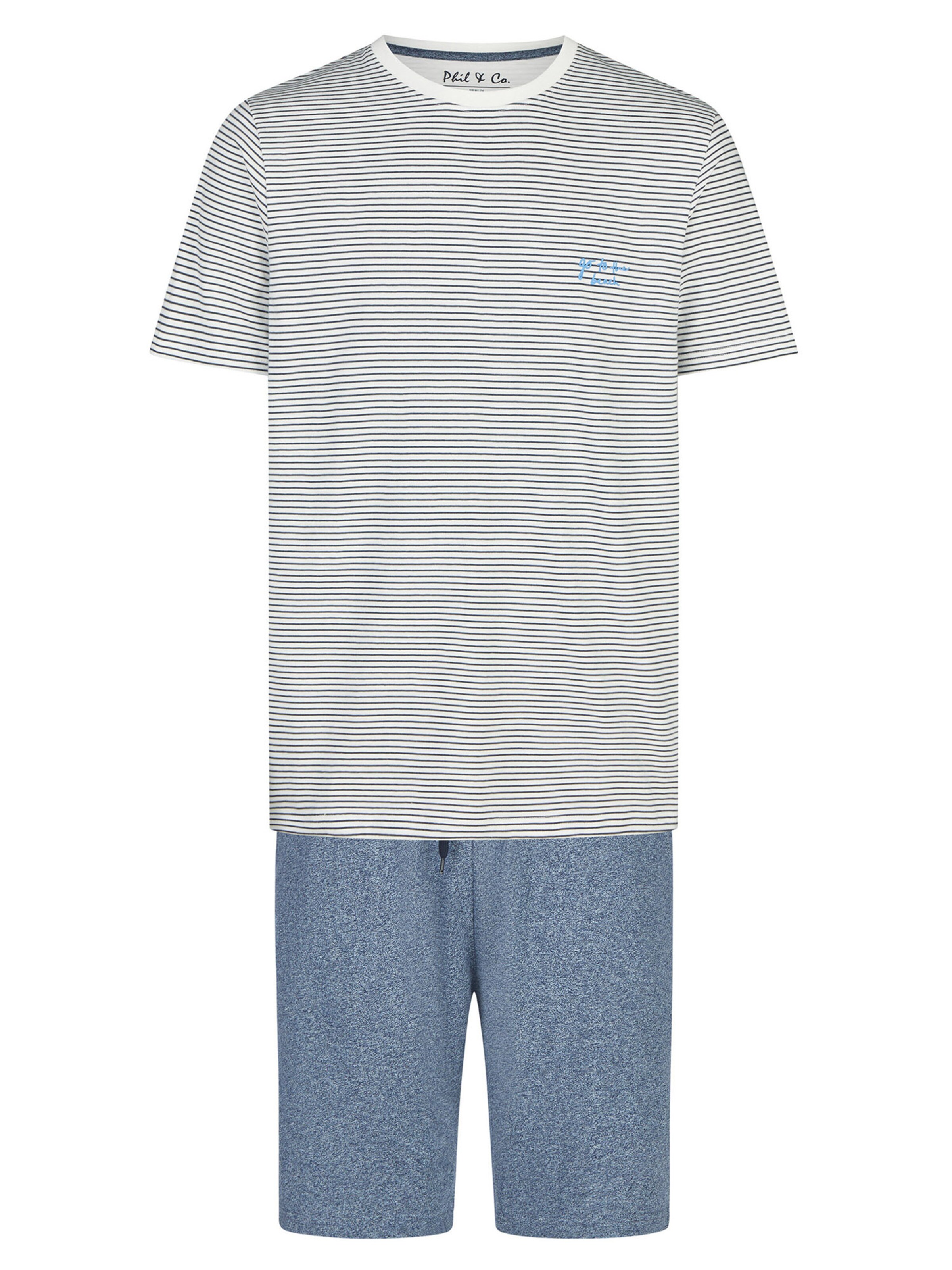 Phil & Co. Berlin Pajama short ' Classics ' in Blue / Grey / Off white, Item view