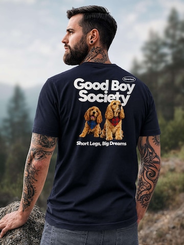 Neverless Shirt 'Good Boy Society' in Blue