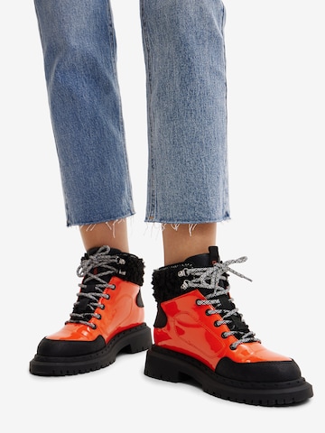 Desigual Lace-up bootie in Orange: front