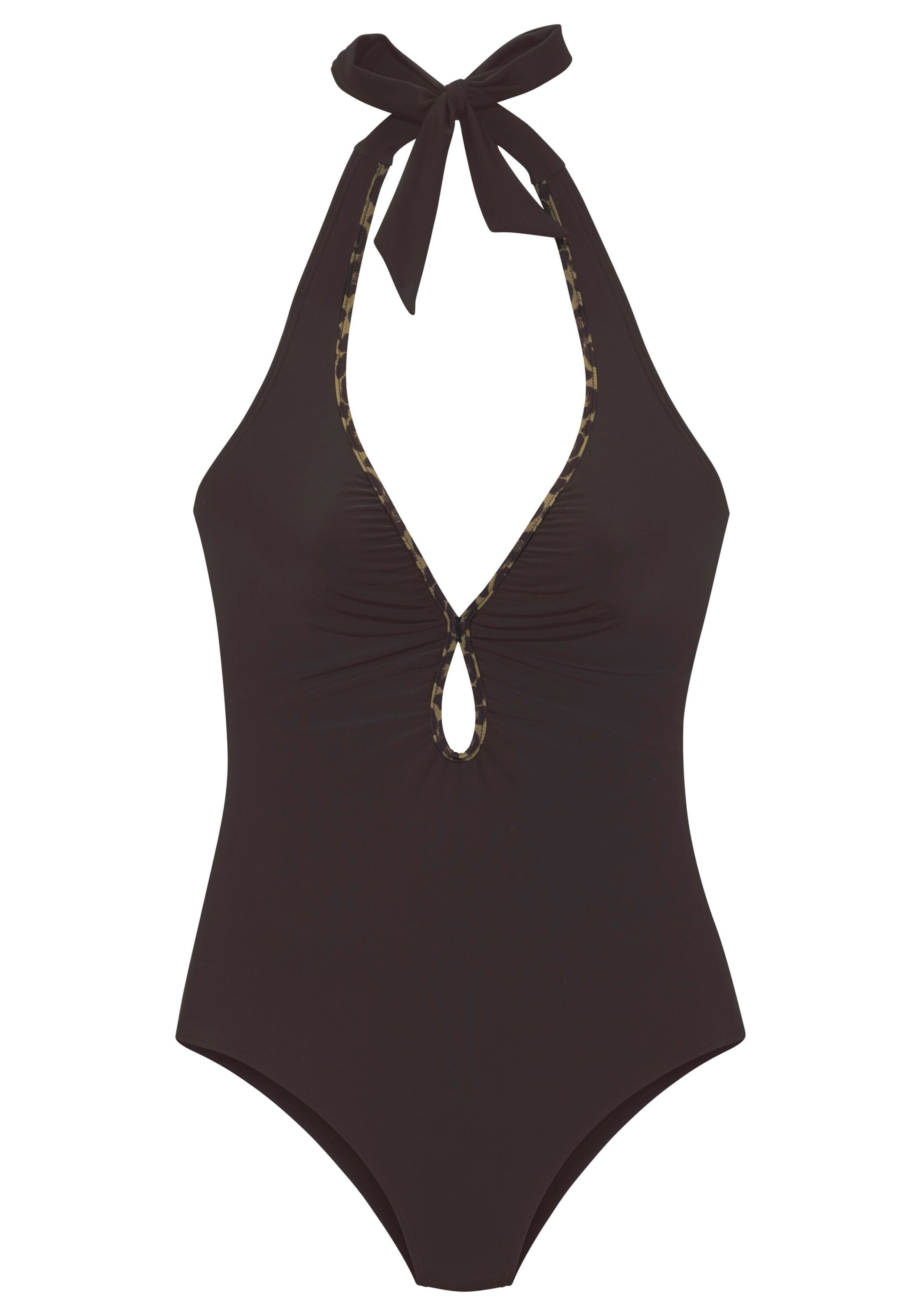 LASCANATrokutasti Jednodijelni kupaći kostim - smeđa boja: prednji dio