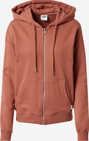 Urban Classics Zip-Up Hoodie in Brown: front