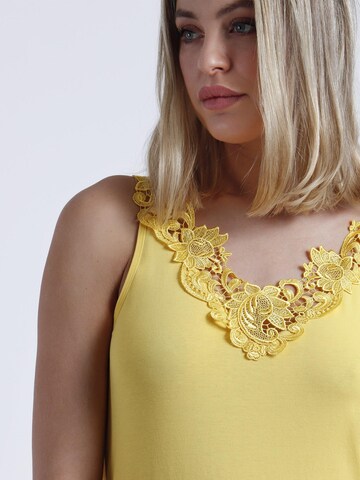 admas - Top 'ADMAS Camiseta Sin Mangas Escote Guipur para Mujer' en amarillo