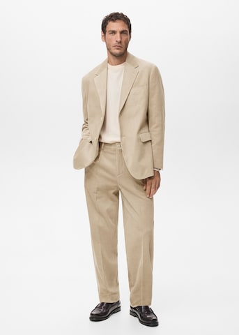 MANGO MAN Loose fit Pleated Pants 'Portici' in Beige
