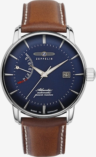 Zeppelin Analoog horloge in de kleur Donkerblauw / Bruin / Zilver, Productweergave