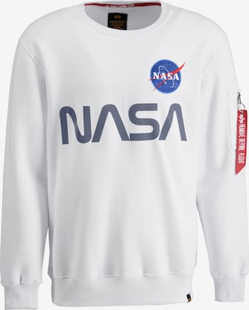 ALPHA INDUSTRIES Bluzka sportowa 'Nasa Reflective' w kolorze biały: przód