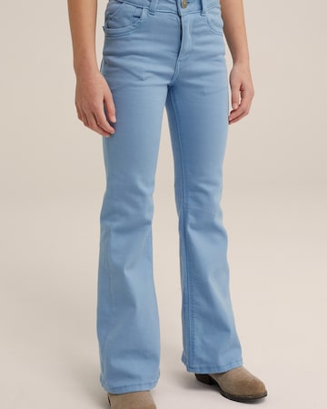 WE Fashion Flared Pants in Blue: front