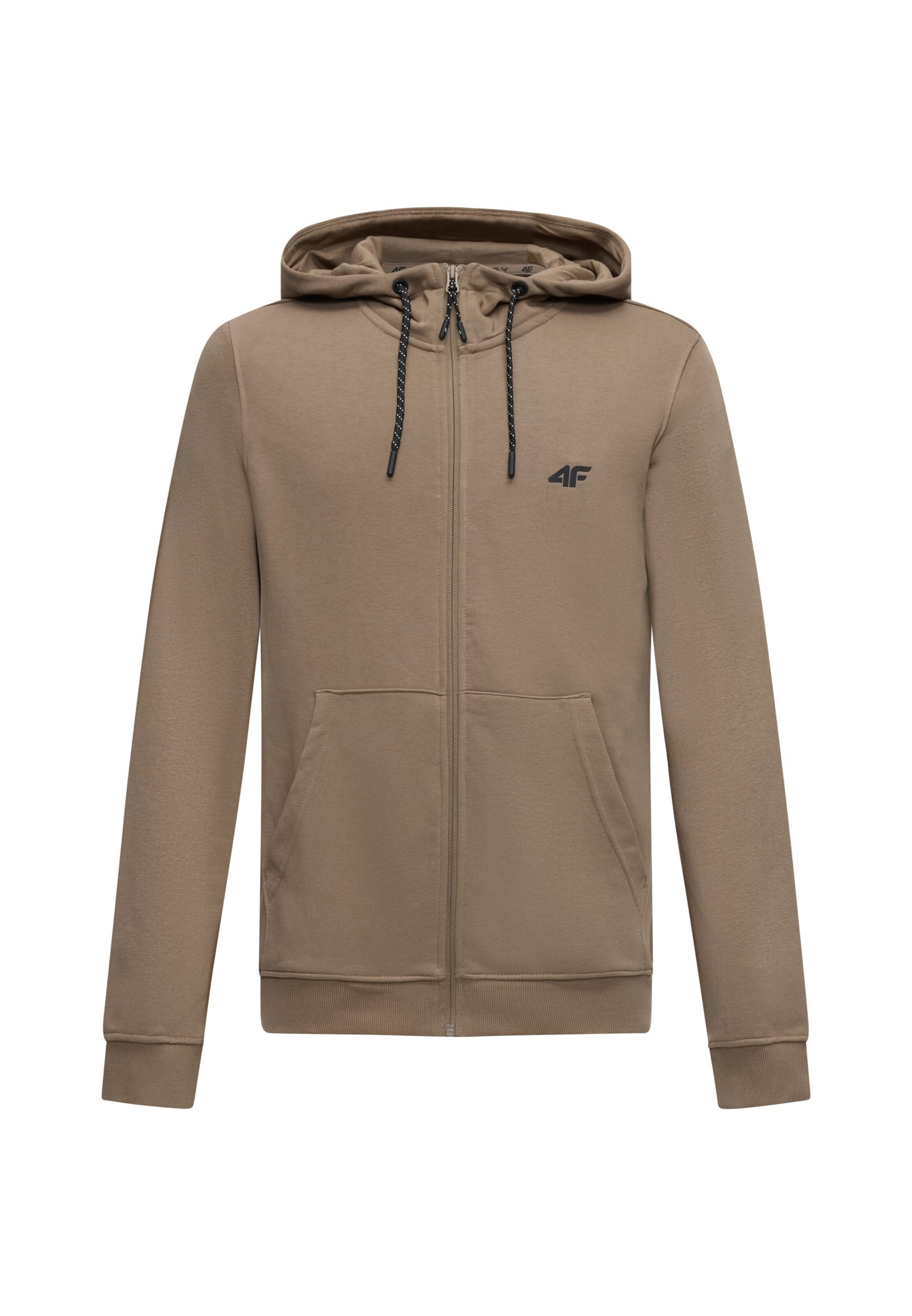 4F - Sudadera con cremallera deportiva en marrón: frente