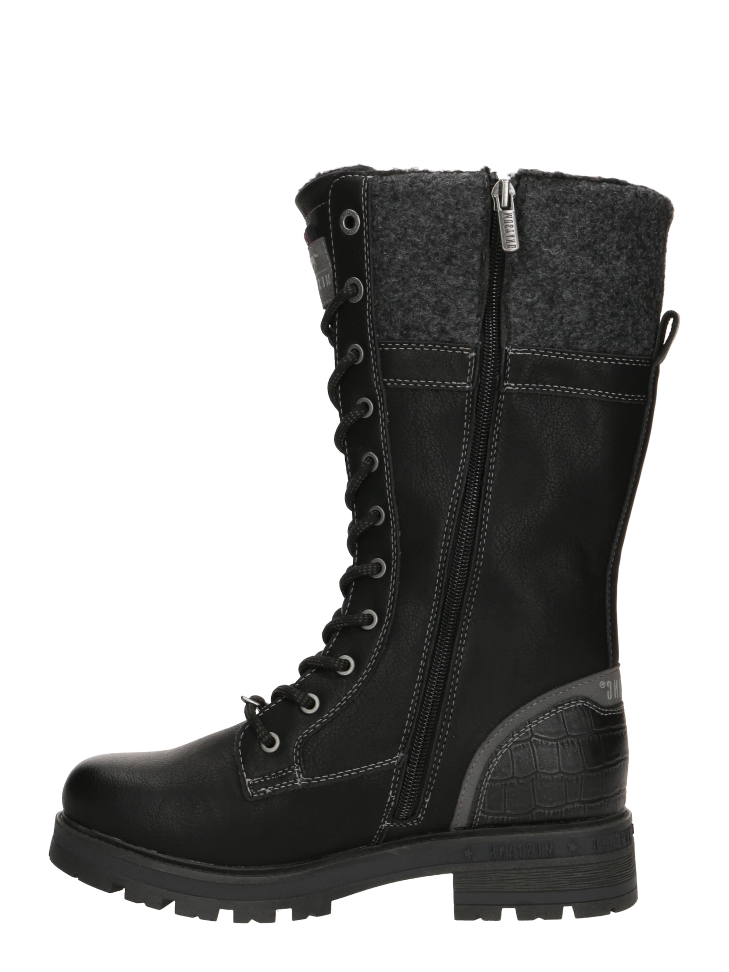MUSTANG Schnürstiefel in Schwarz