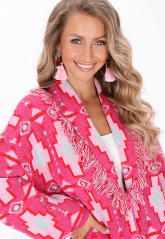 Manteau en tricot IZIA en rose