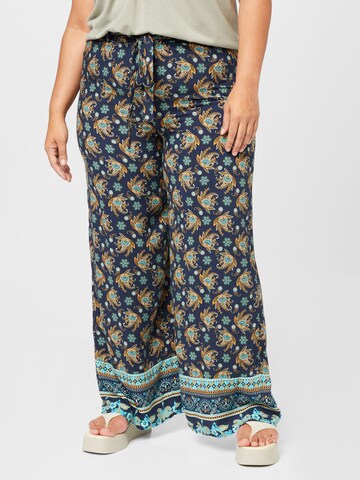 EVOKED Wide leg Broek 'Viayais' in Blauw: voorkant