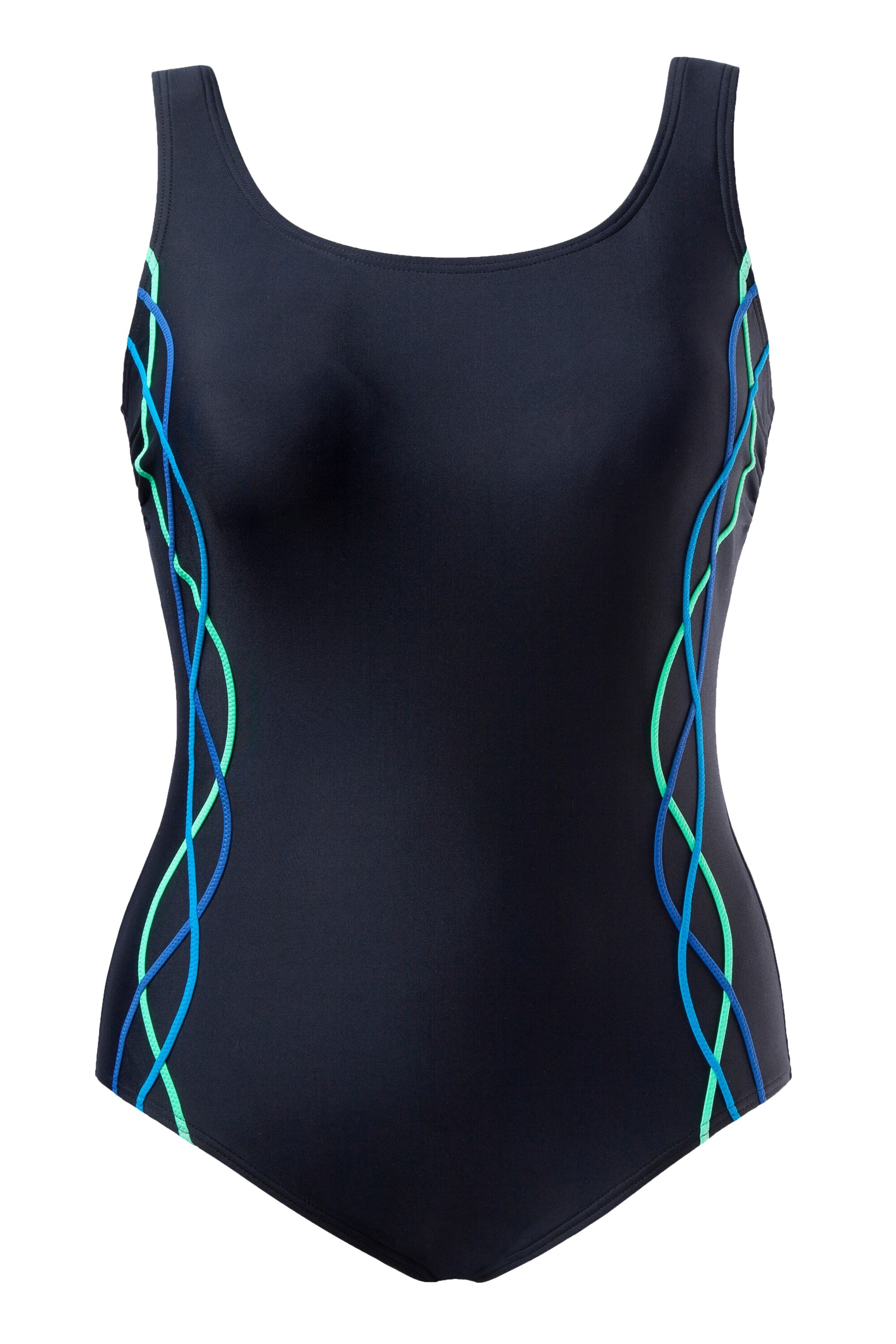 Ulla Popken Badeanzug in Schwarz: Vorderseite