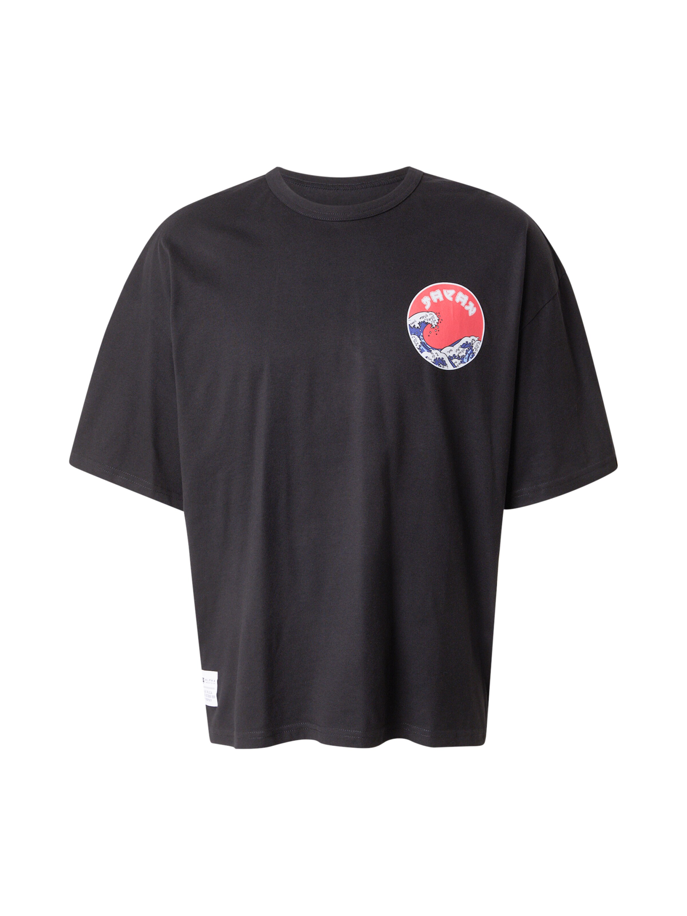 ALPHA INDUSTRIES Tričko 'Japan Wave Warrior' - Čierna: predná strana