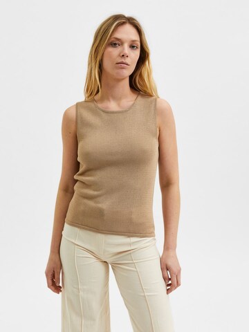 SELECTED FEMME Knitted Top in Brown: front