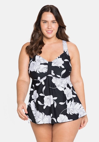 SHEEGO T-shirt Tankini Top in Black: front
