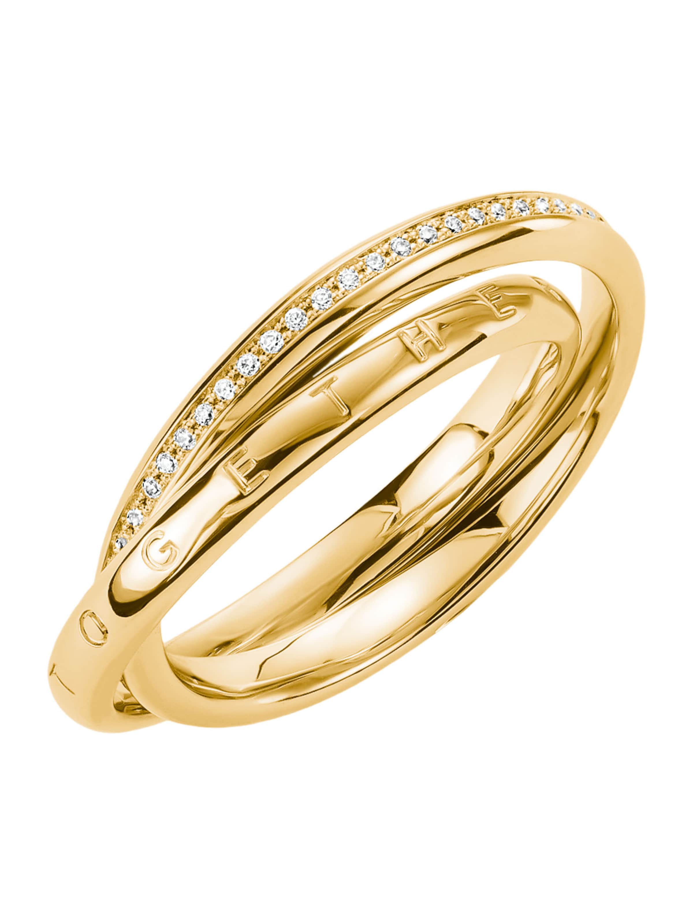Thomas Sabo Doppelring Together mit weißem Zirkonia in Gold: Vorderseite