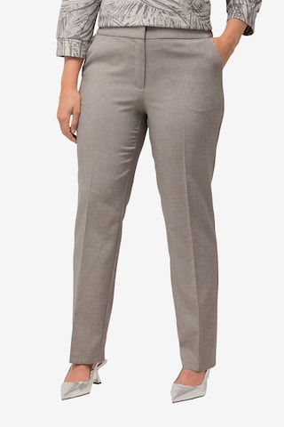 Ulla Popken Regular Pleated Pants in Grey: front