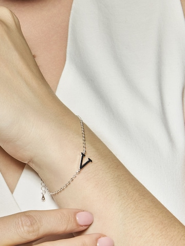 Luxenter - Pulsera 'Alphabet  V' en plata