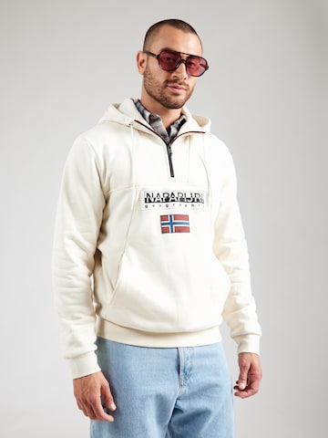 NAPAPIJRI Sweatshirt 'Burgee Hzh 2.0' in Beige: front