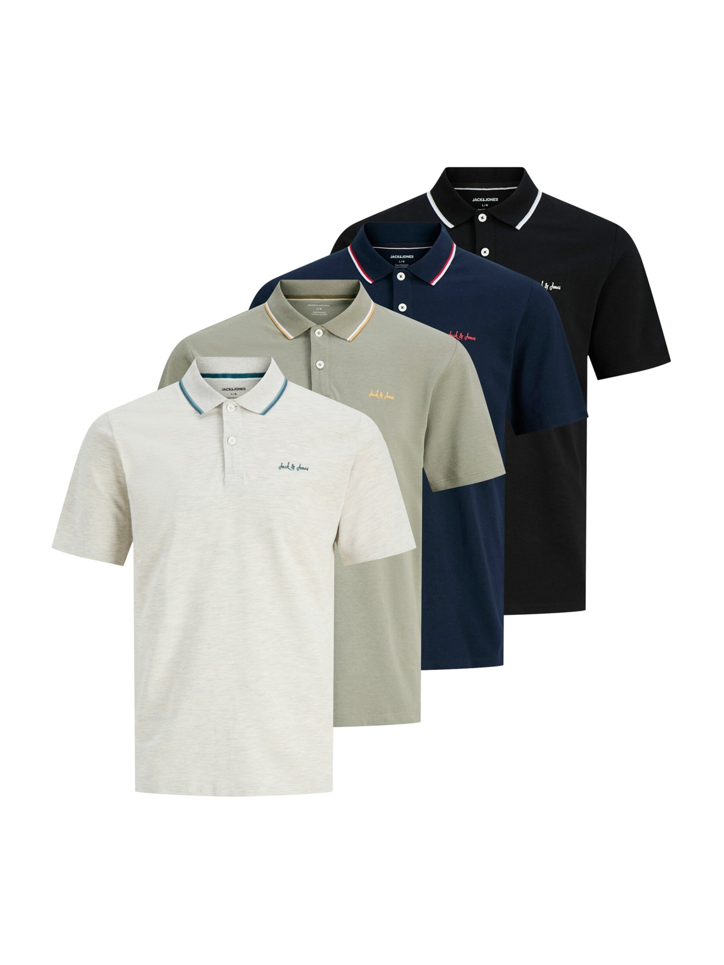 JACK & JONES Poloshirt 'JJBLAZE' in dunkelblau / hellgrau / hellgrün / schwarz, Produktansicht