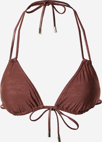 Calvin Klein Swimwear Bikini Top in Brown: front