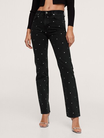 MANGO Regular Jeans 'Nuit' in Zwart: voorkant