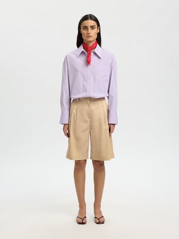 SELECTED - Loosefit Pantalón plisado 'SELECTED X HOTEL AMOUR' en beige