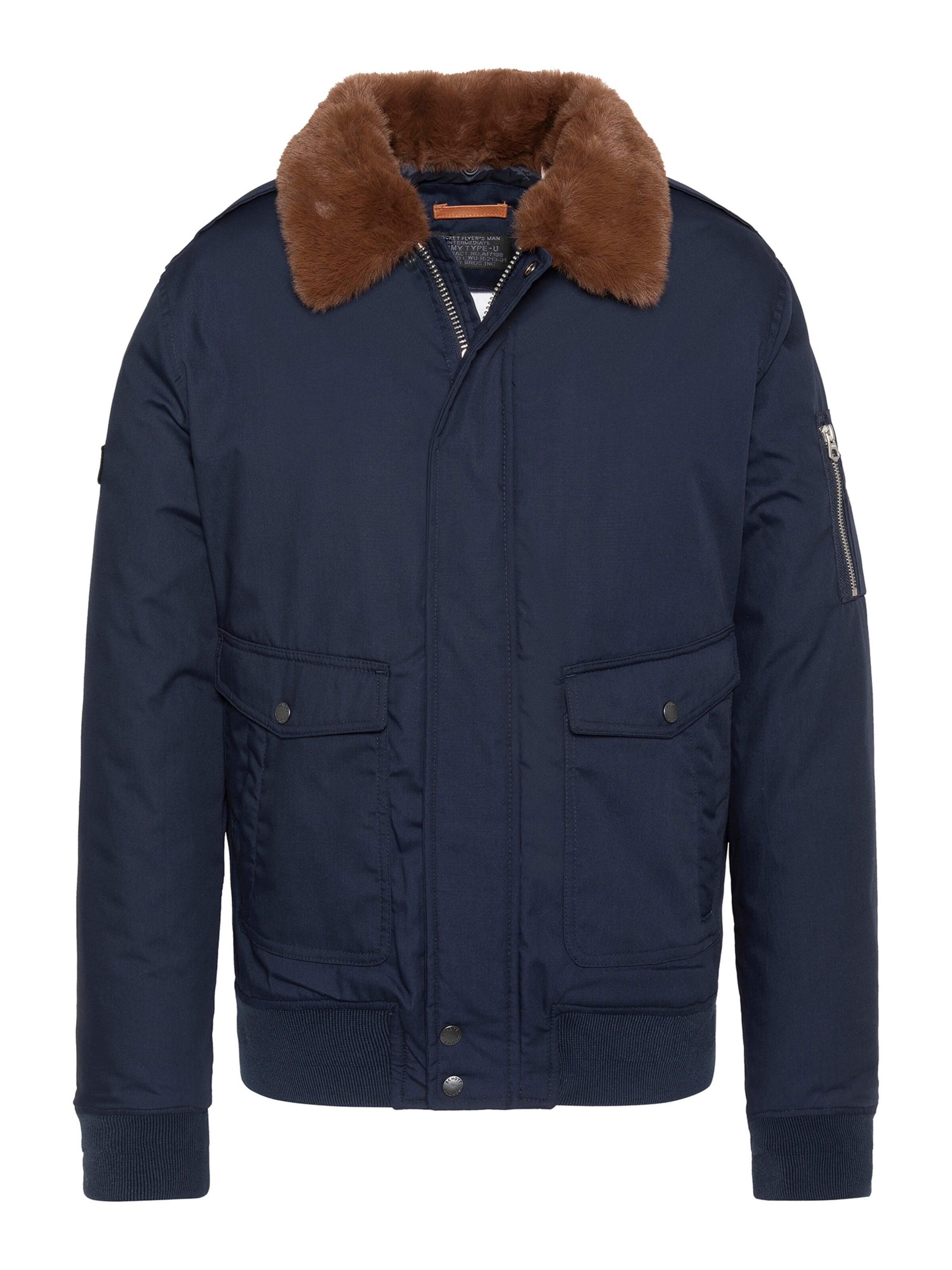 Veste mi-saison Schott NYC en bleu : devant
