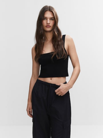 MANGO Knitted Top 'ROSE' in Black: front
